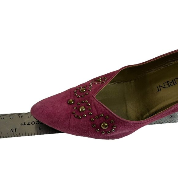 Vintage Saint Laurent YSL Pump Shoes Purple Sz US 6 EU 36 Stud Details Point Toe - Picture 15 of 16